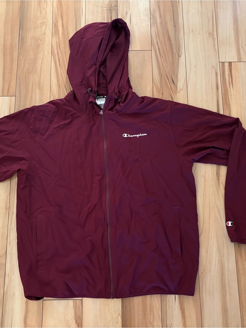 Champion Men's Burgundy Hooded Zip Windbreaker